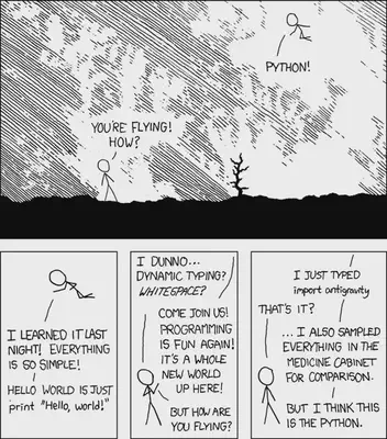 [Python](https://xkcd.com/353/) von Randall Munroe unter [CC BY-NC Lizenz](http://creativecommons.org/licenses/by-nc/2.5/).